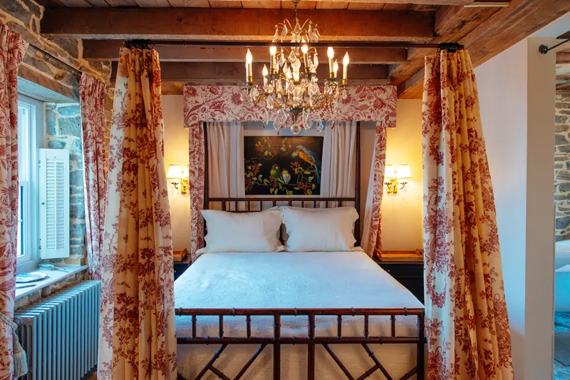 Paris — the china room, with crown moulding and a marble mantel.